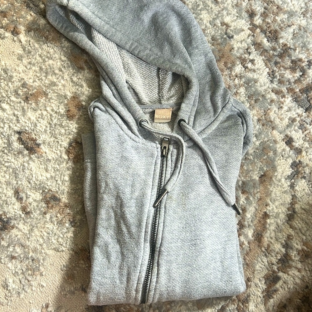 Roxy Zip Up Hoodie - Gray - Small